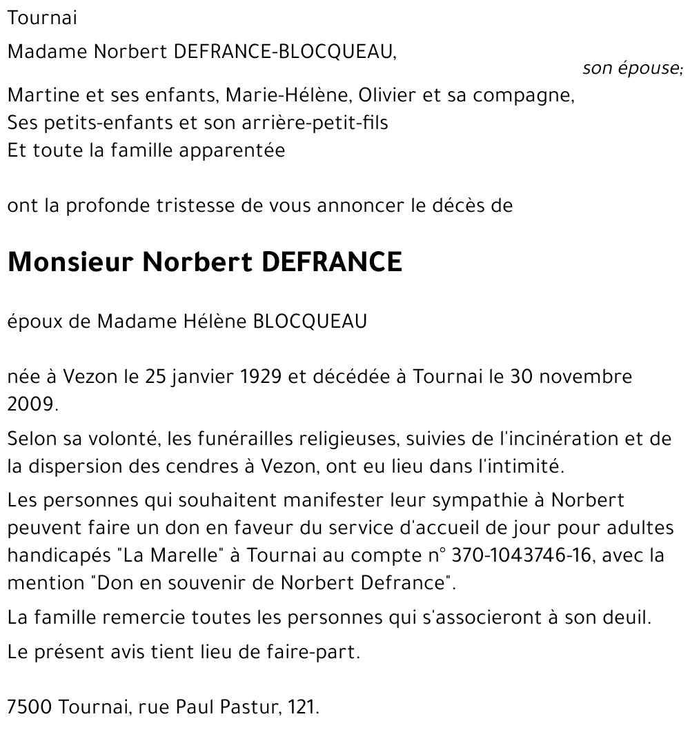 Norbert DEFRANCE