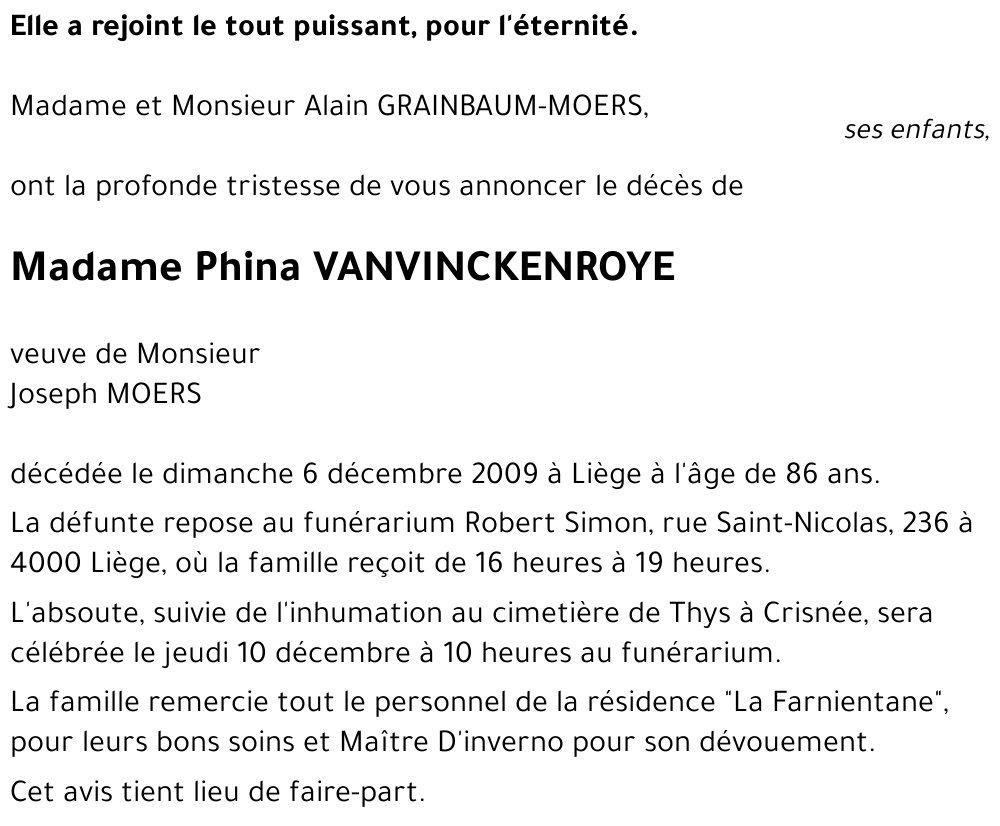 Phina VANVINCKENROYE