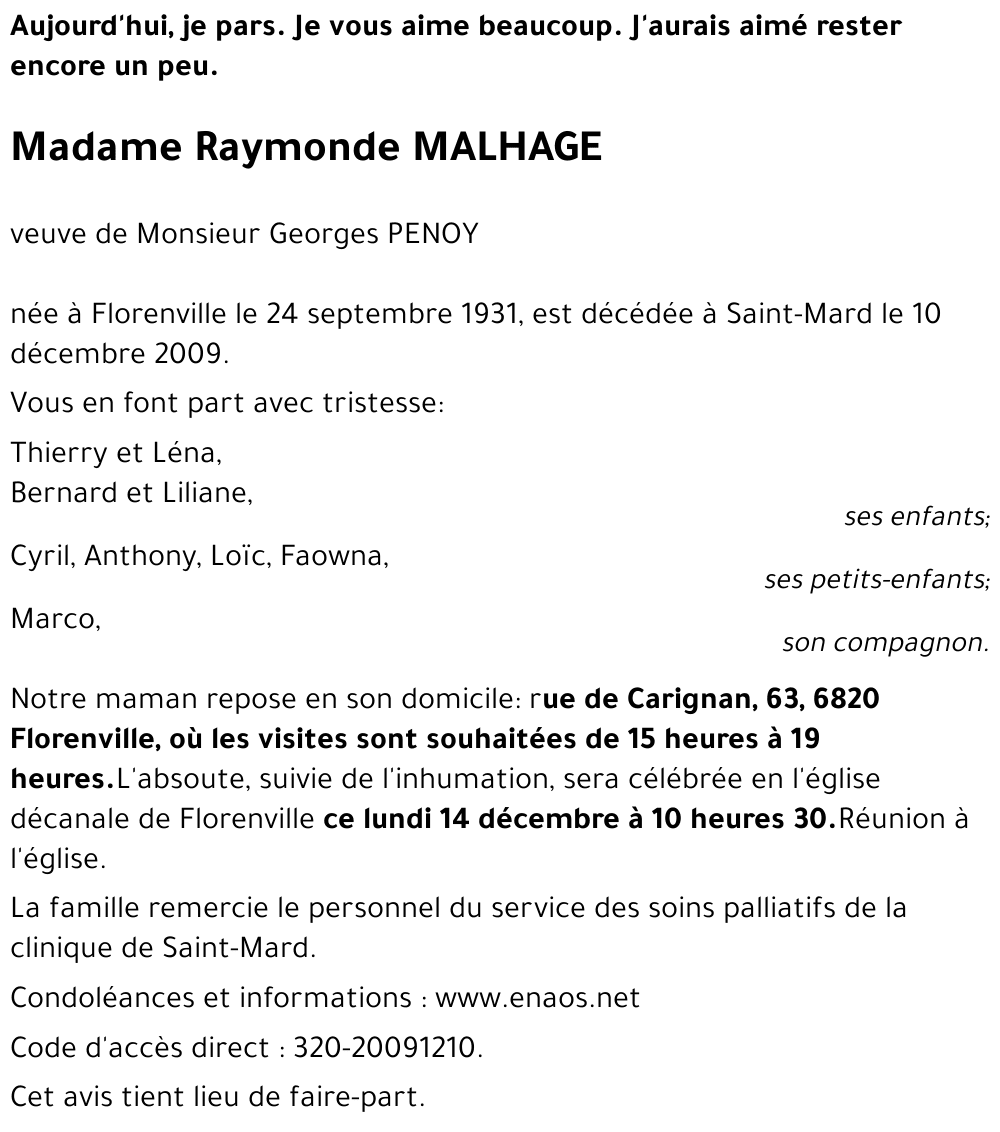 Raymonde MALHAGE