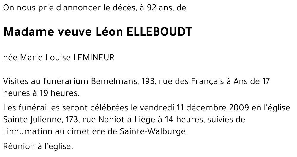 veuve Léon ELLEBOUDT