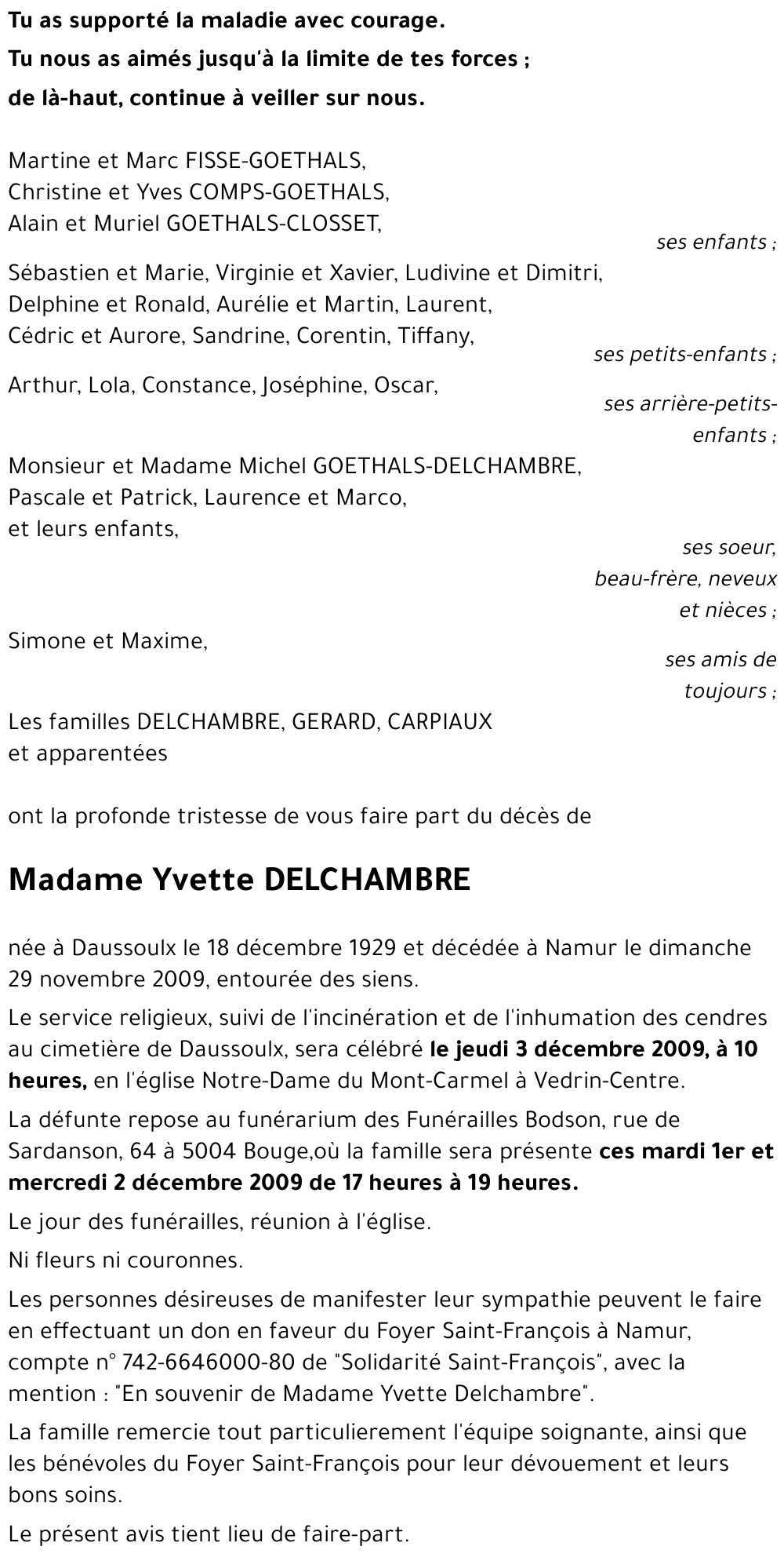 Yvette DELCHAMBRE