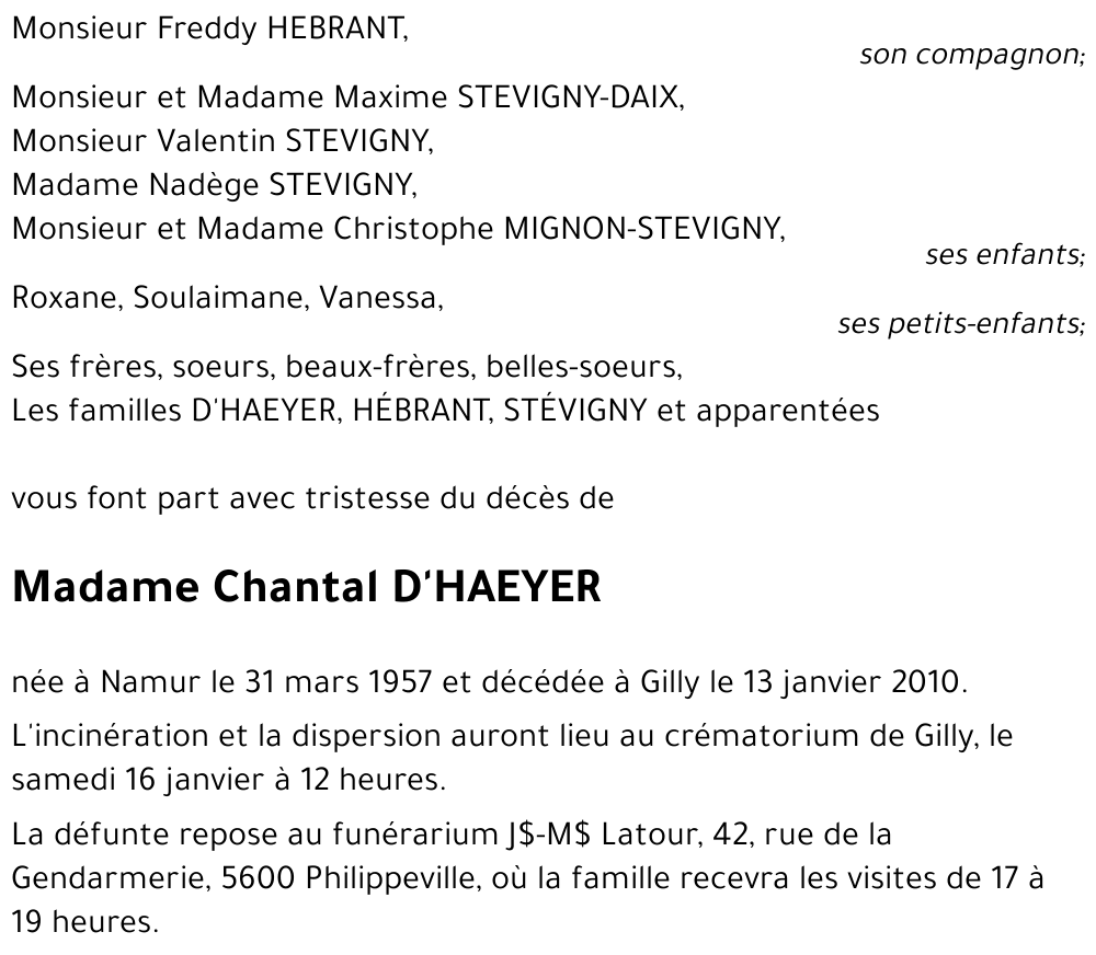 Chantal D'HAEYER