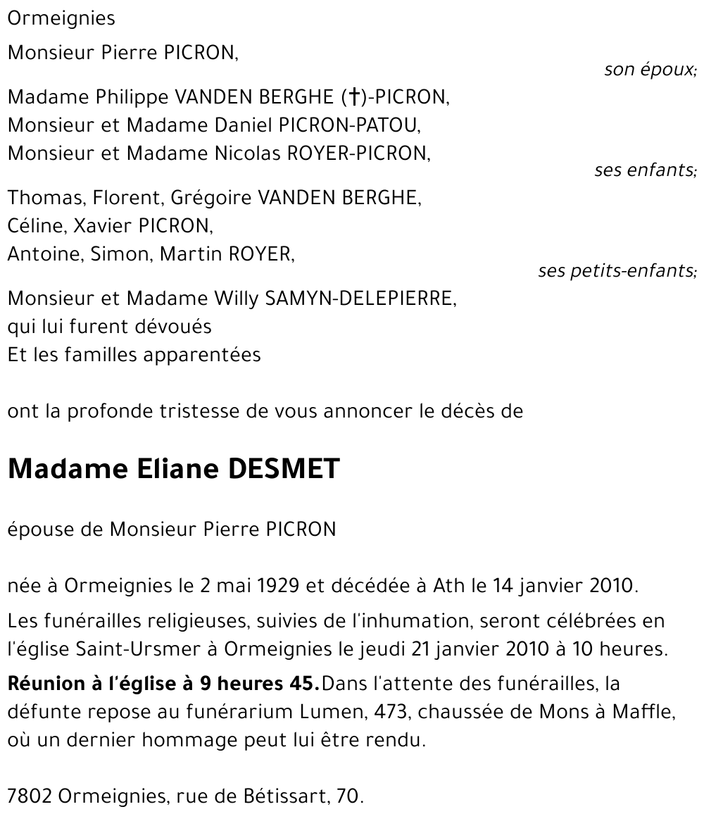 Eliane DESMET