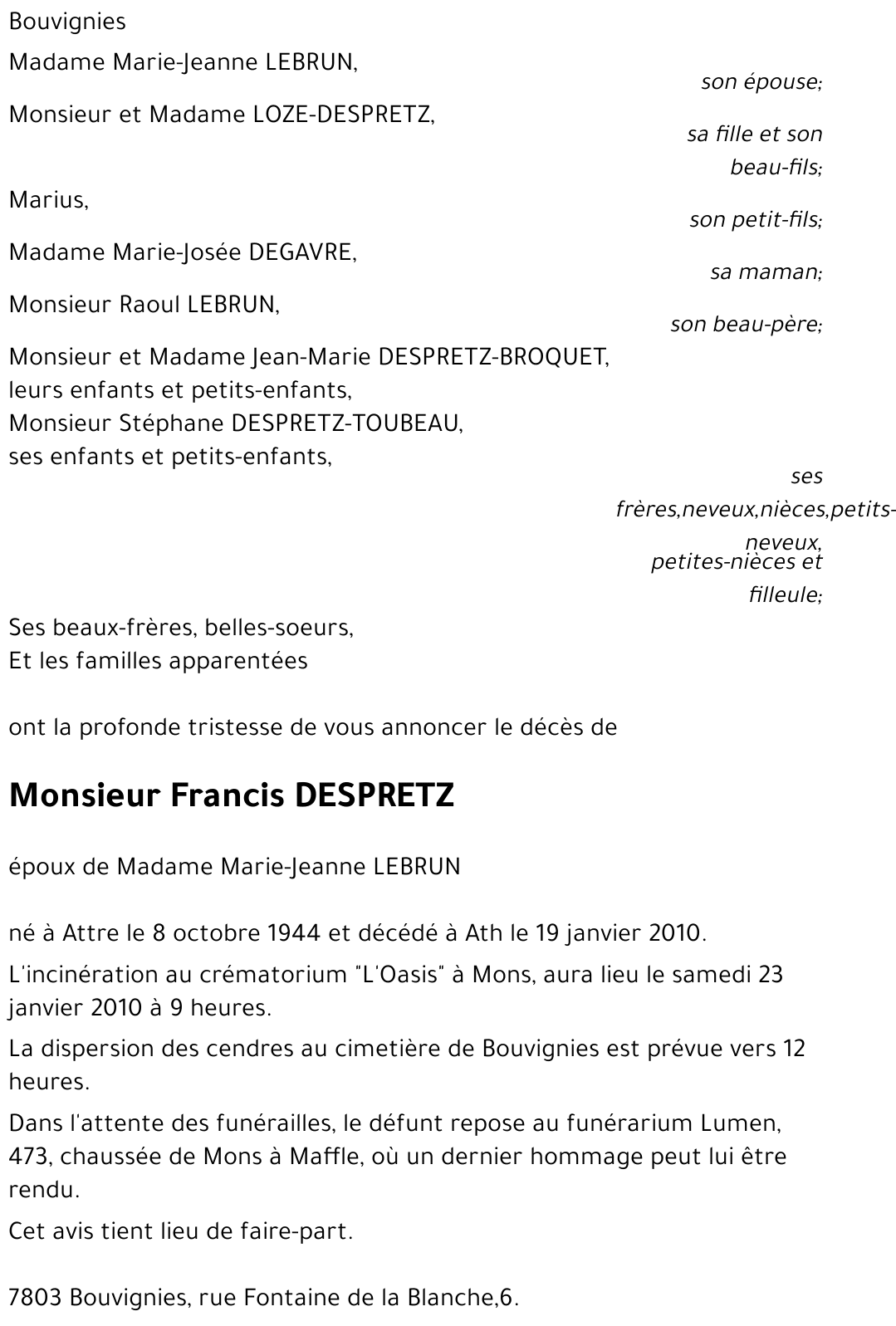Francis Despretz