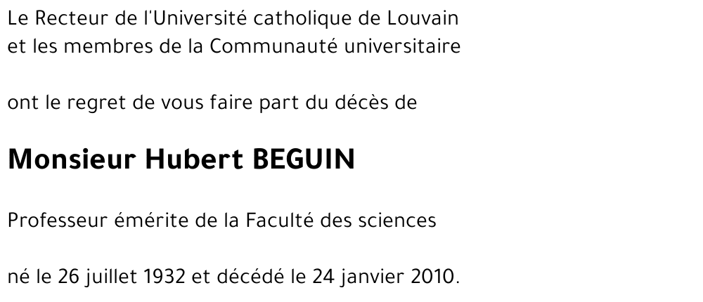 Hubert BEGUIN