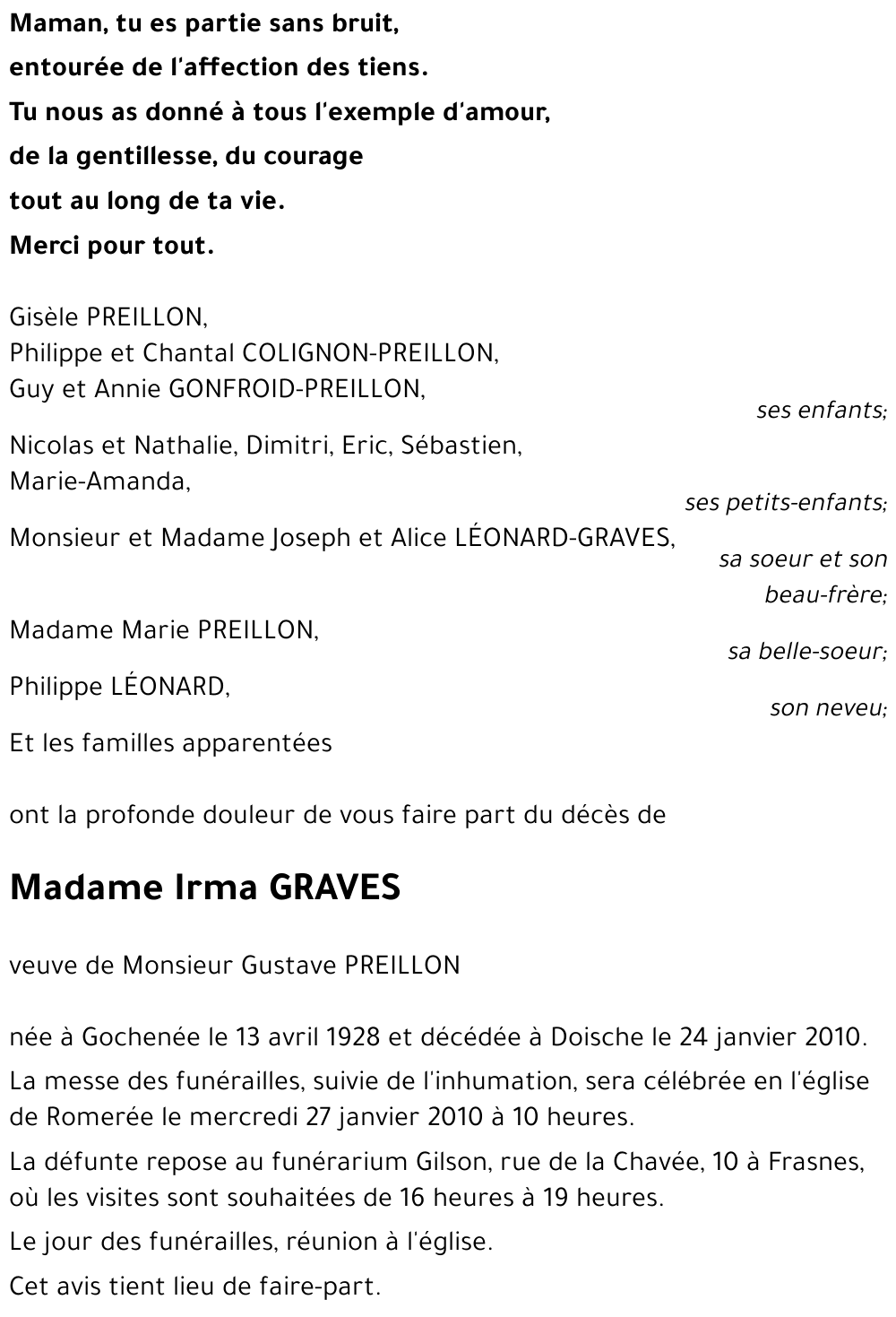 Irma GRAVES