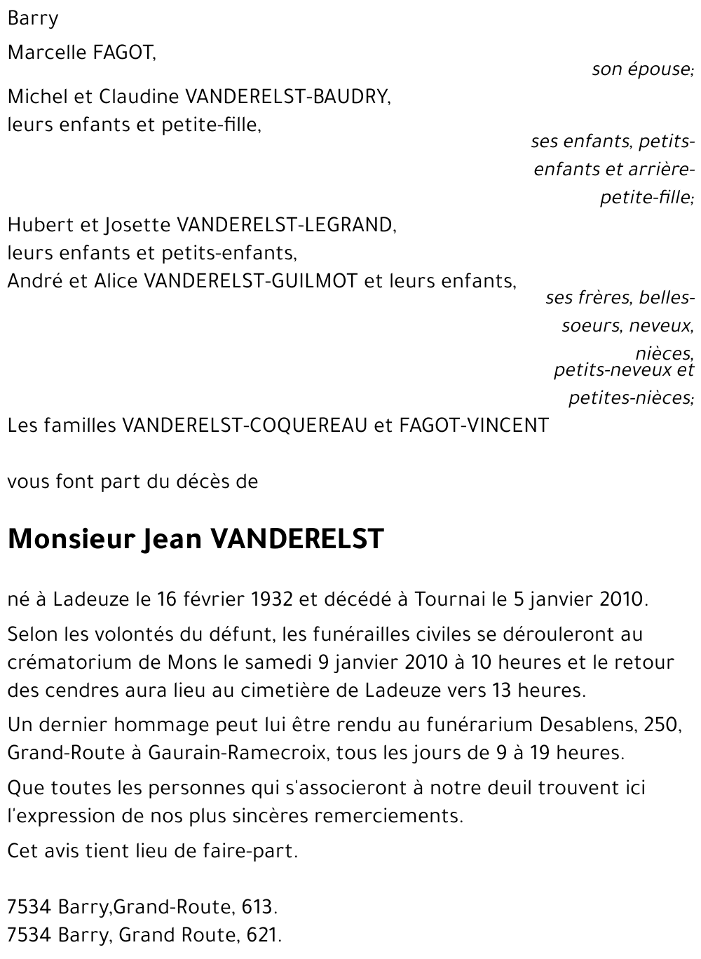 Jean VANDERELST