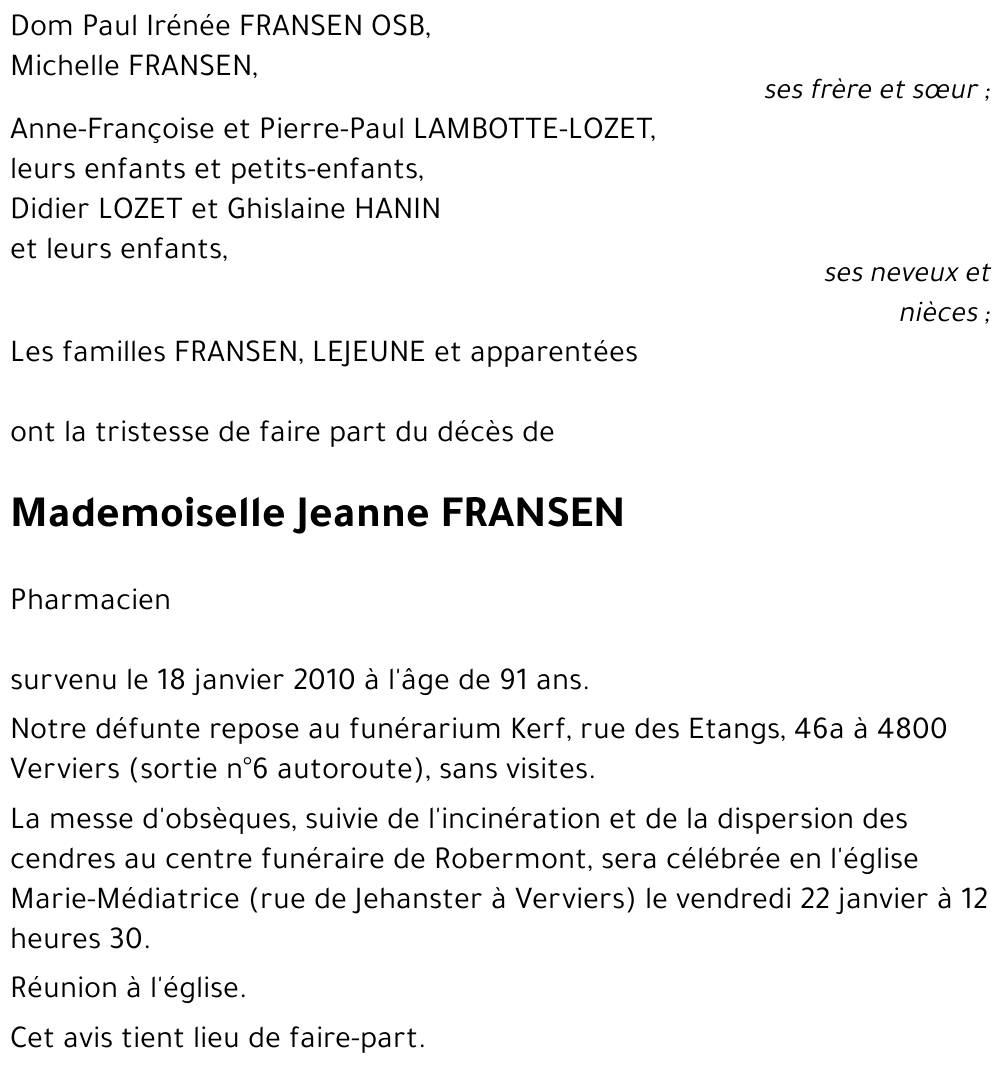 Jeanne FRANSEN