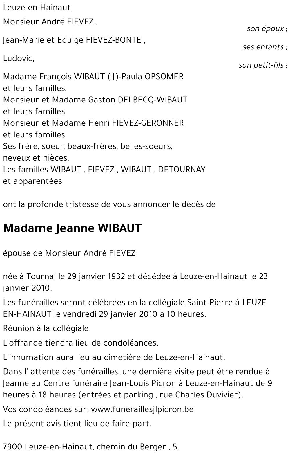 Jeanne WIBAUT