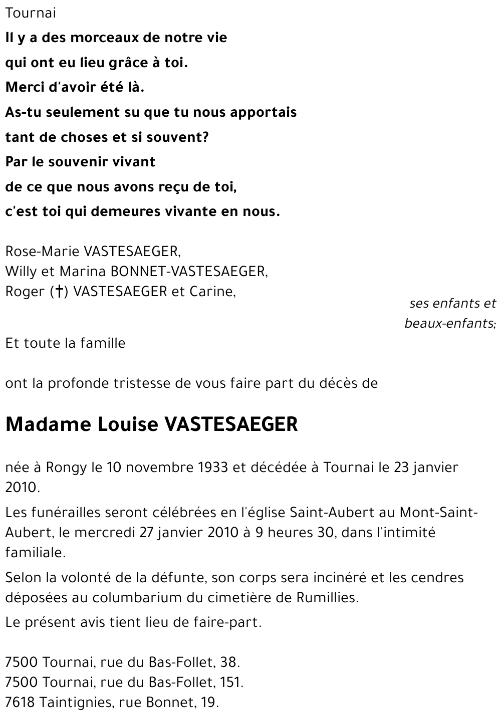 Louise VASTESAEGER