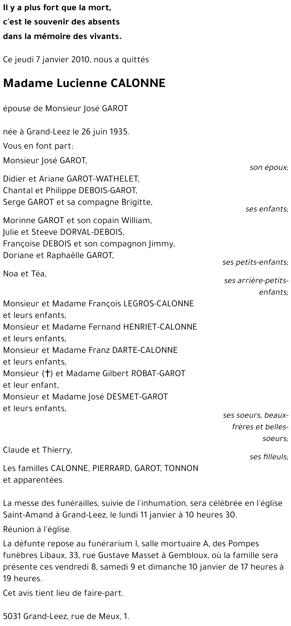 Lucienne CALONNE