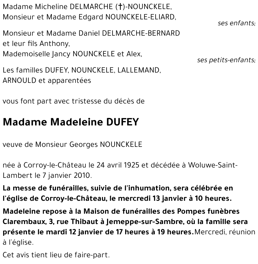 Madeleine DUFEY