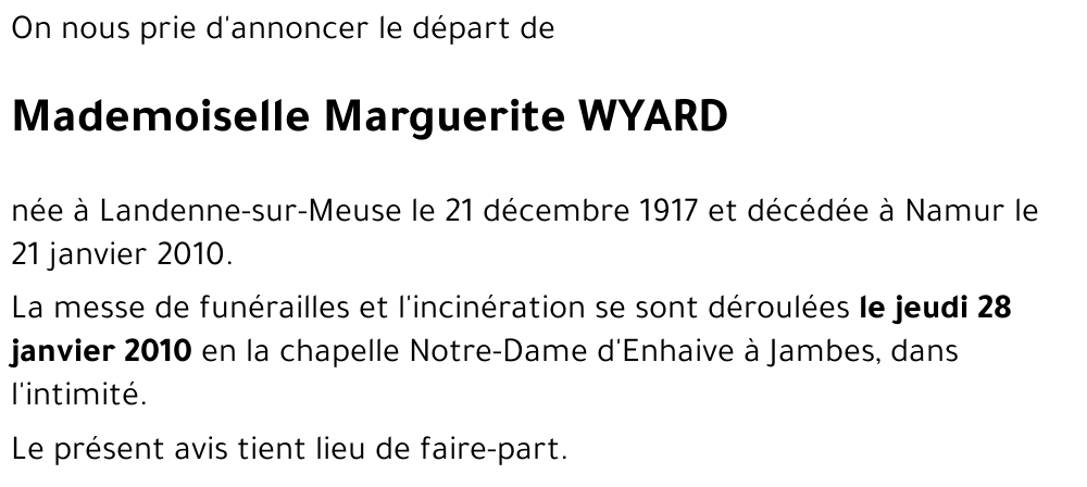 Marguerite WYARD