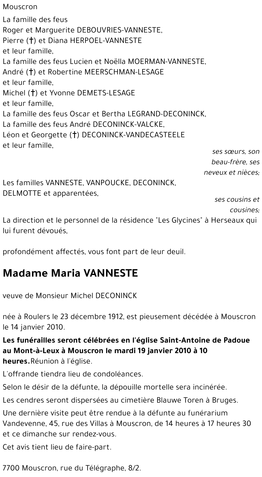 Maria VANNESTE