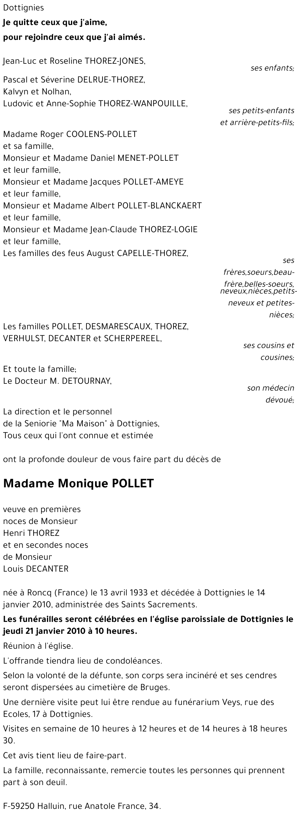 Monique POLLET