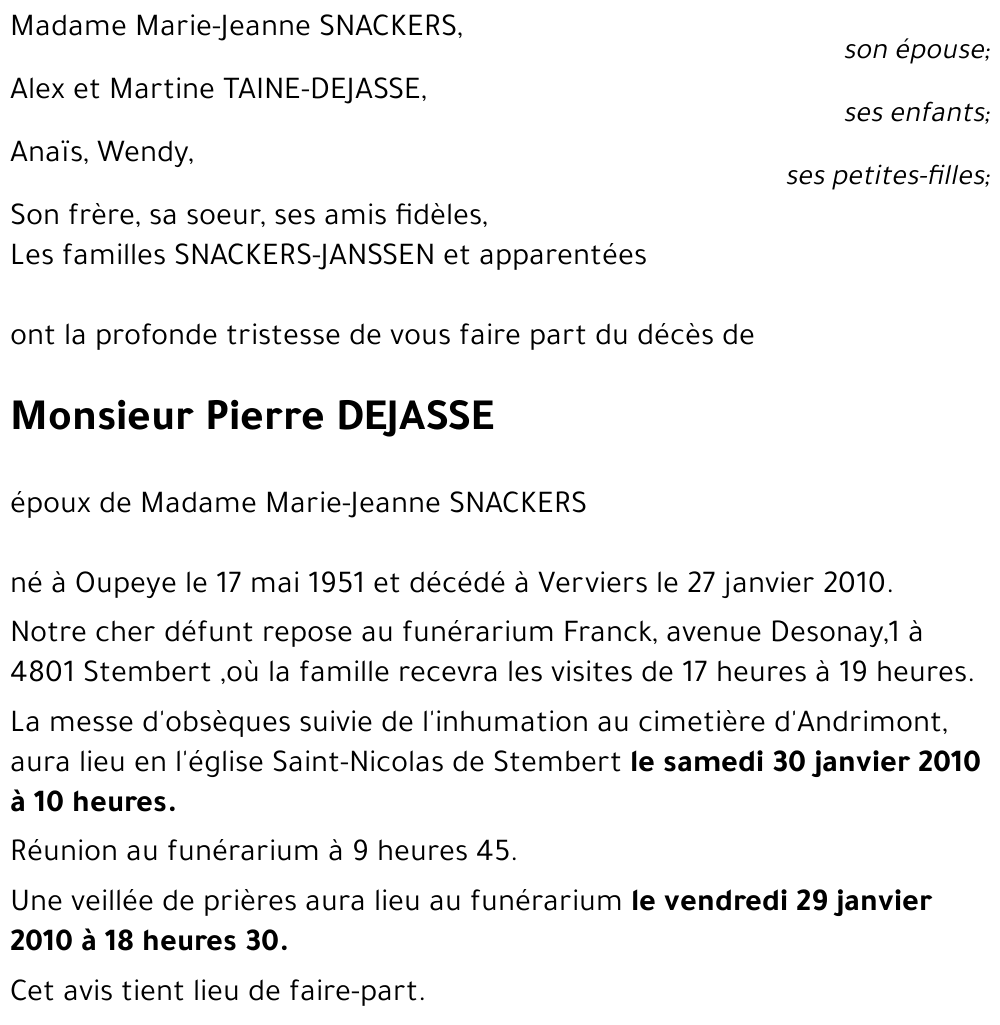 Pierre DEJASSE