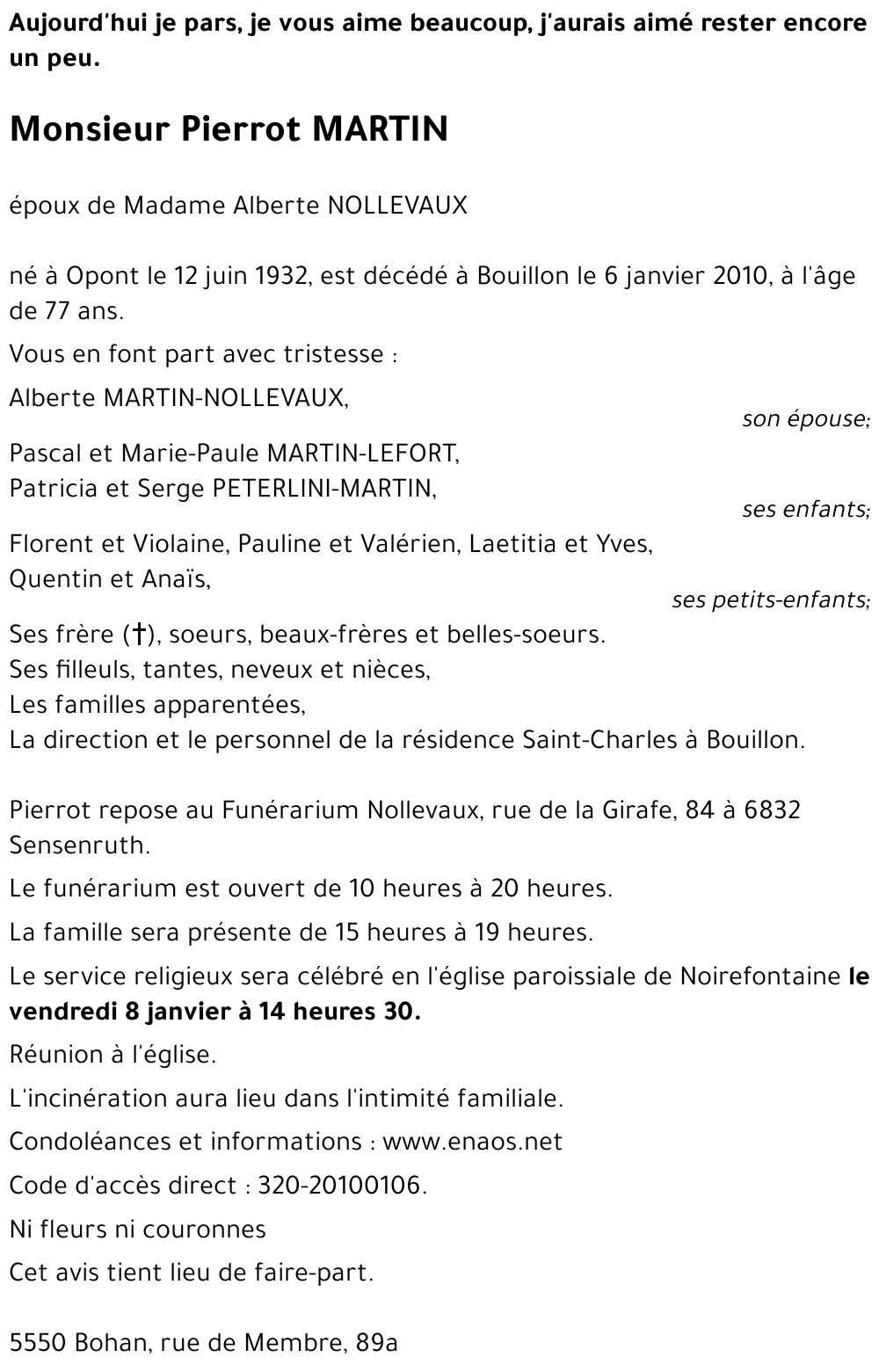 Pierrot MARTIN