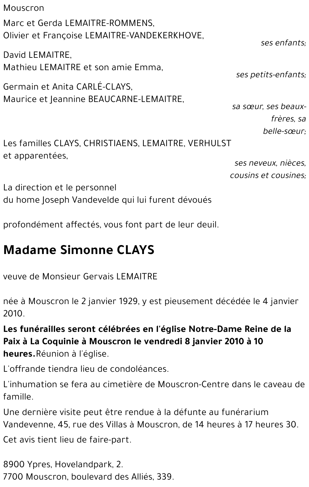 Simonne CLAYS