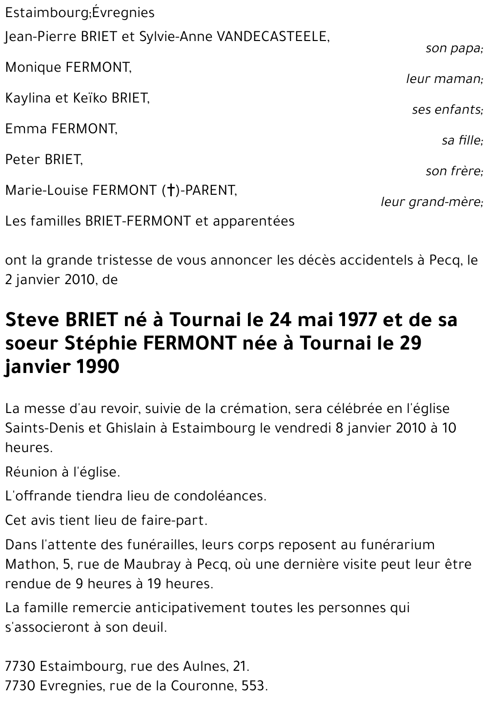 Steve  - Stéphie BRIET - FERMONT