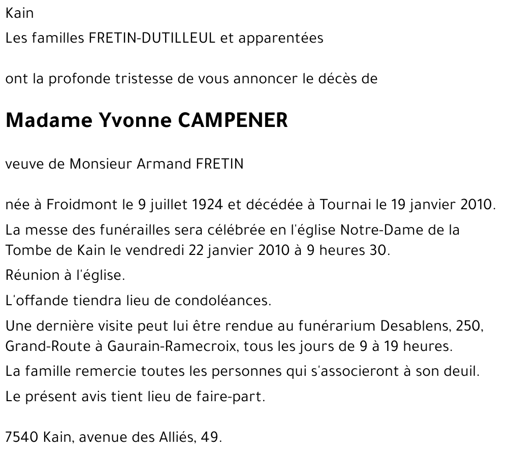 Yvonne CAMPENER
