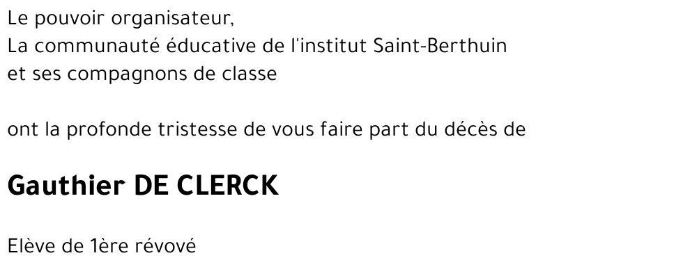 Gauthier DE CLERCK