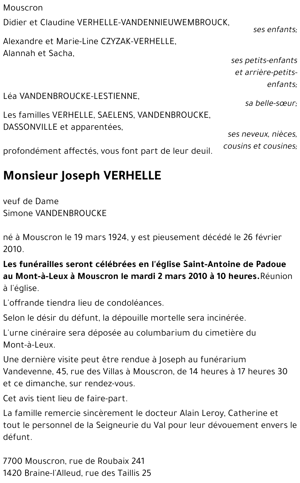 Joseph VERHELLE