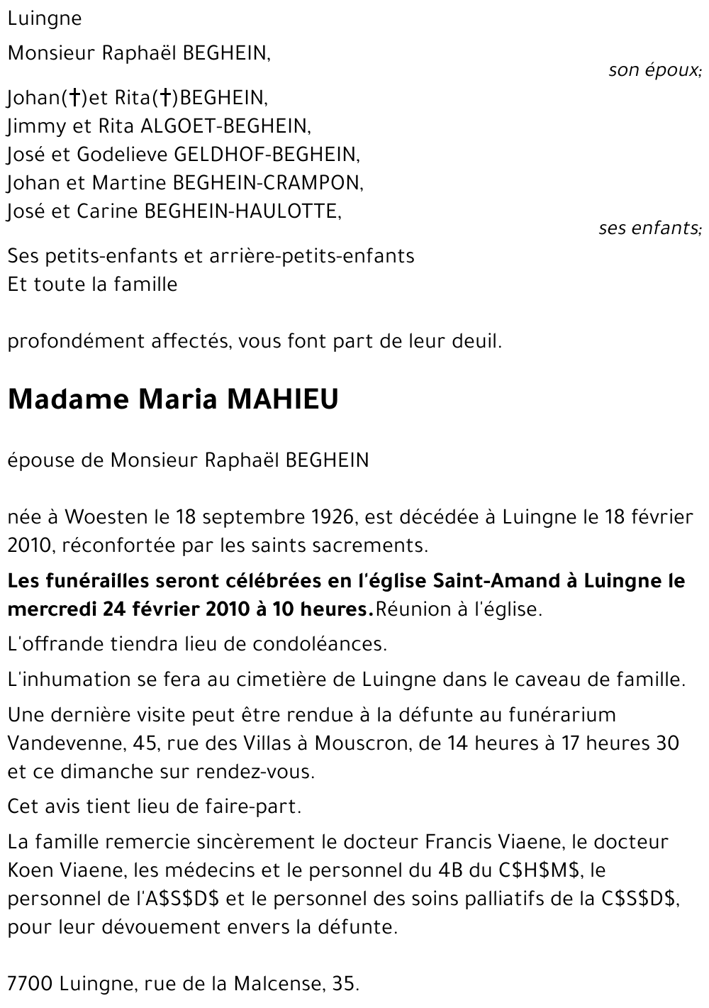 Maria MAHIEU