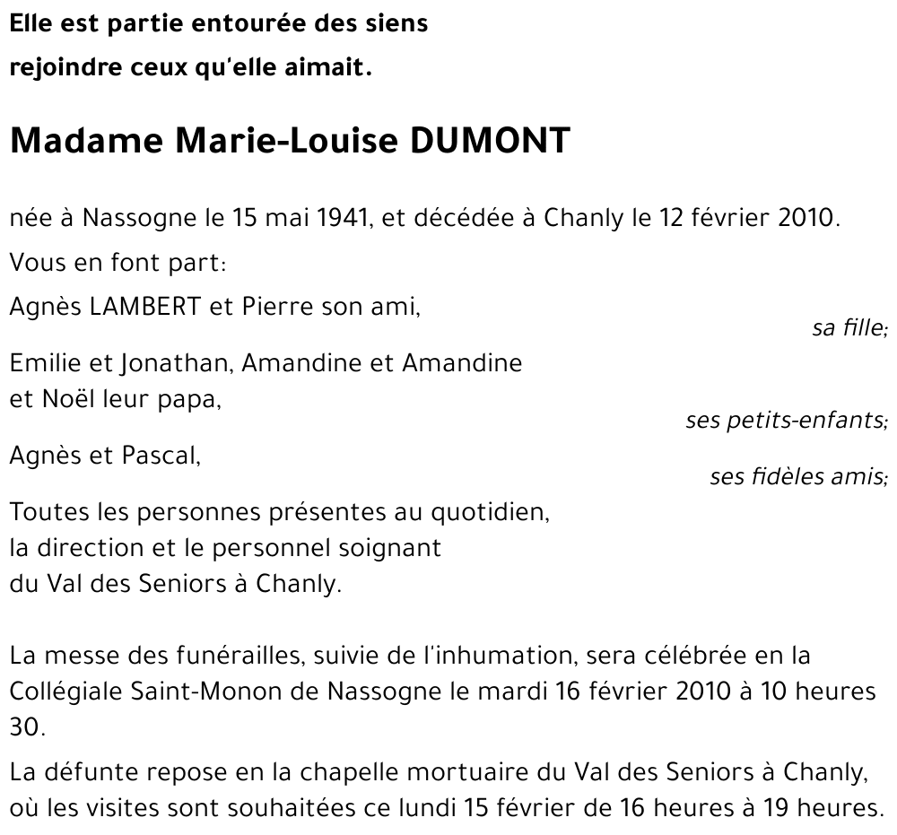 Marie-Louise DUMONT