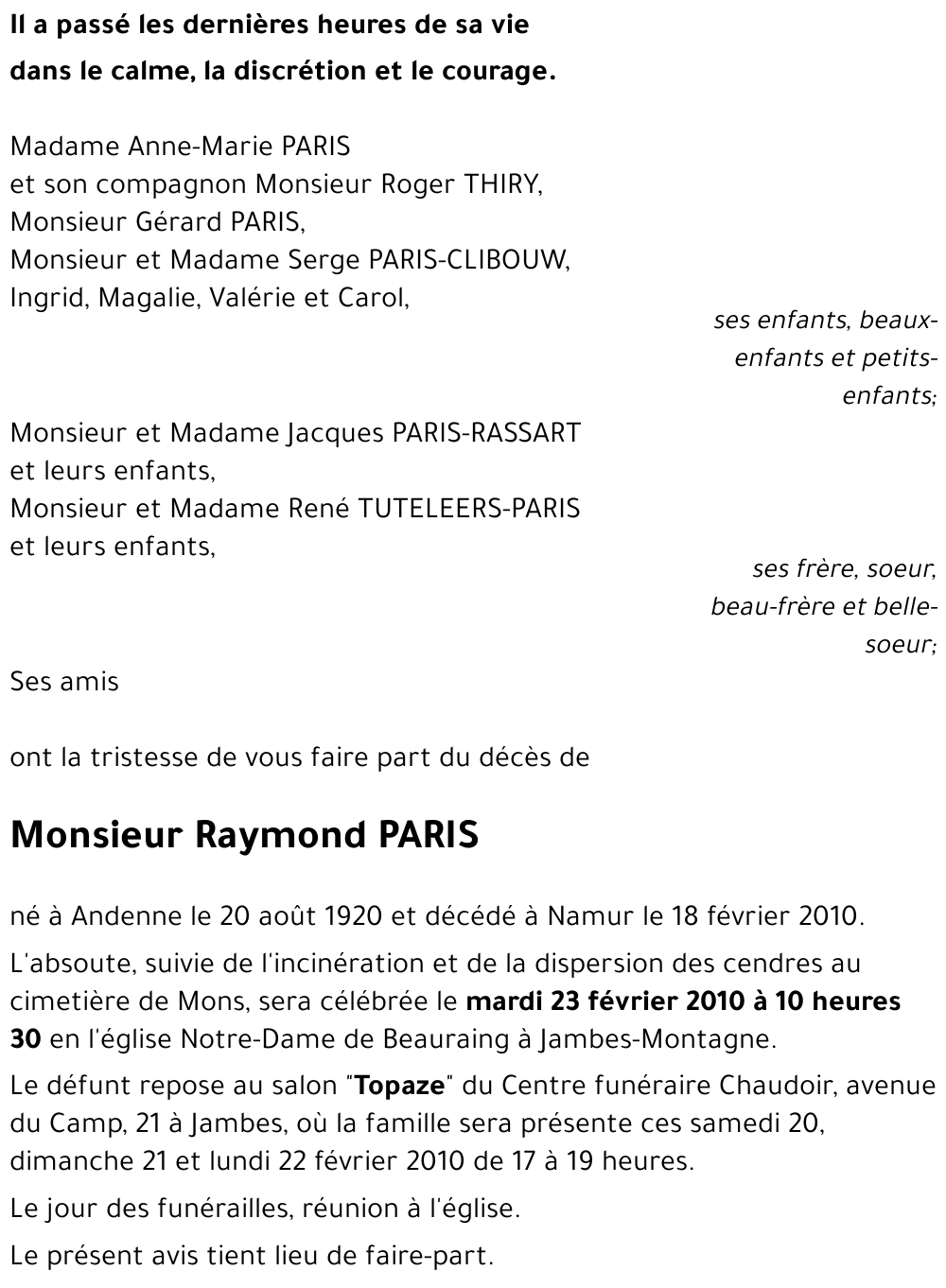 Raymond PARIS