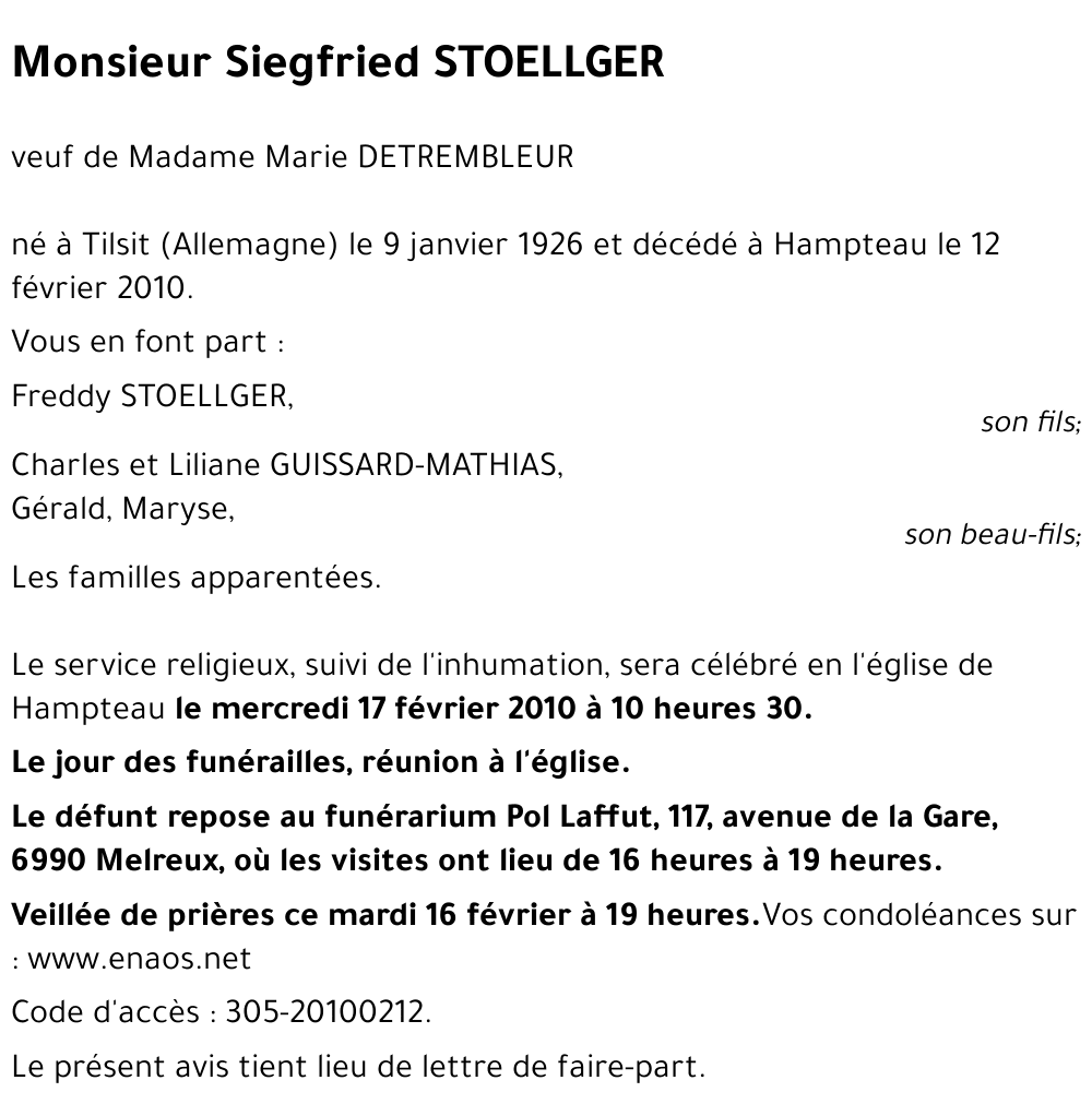 Siegfried STOELLGER