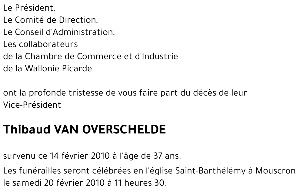 Thibaud VAN OVERSCHELDE