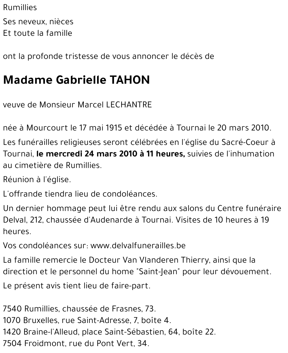 Gabrielle TAHON