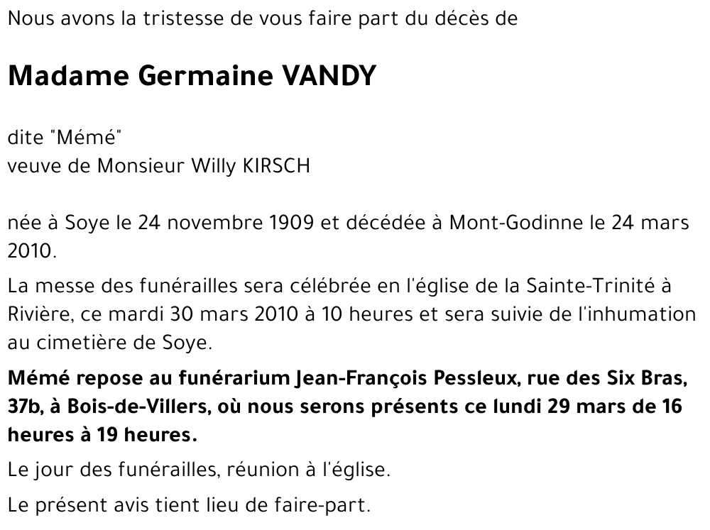 Germaine VANDY