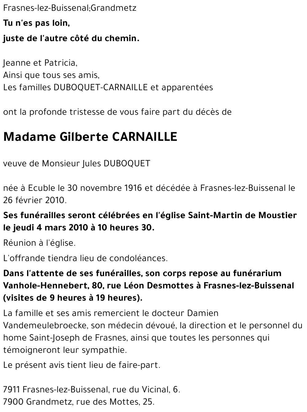 Gilberte CARNAILLE