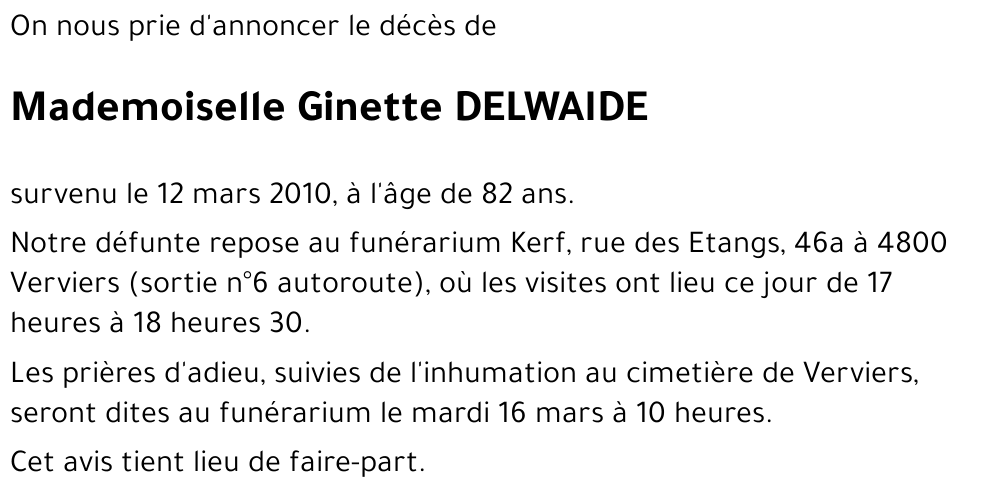 Ginette DELWAIDE