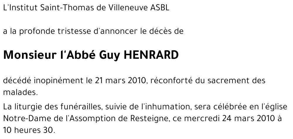 L'Abbé Guy HENRARD