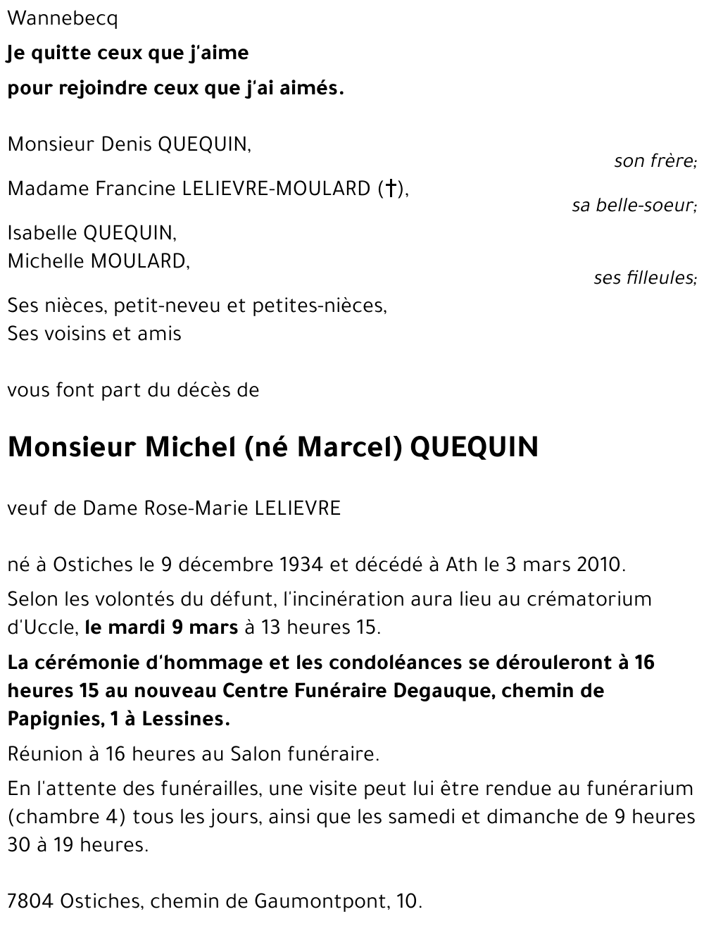 Michel (né Marcel) QUEQUIN