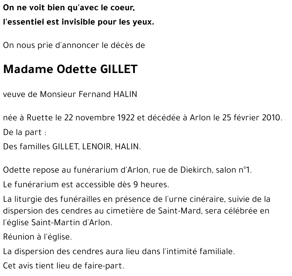 Odette GILLET