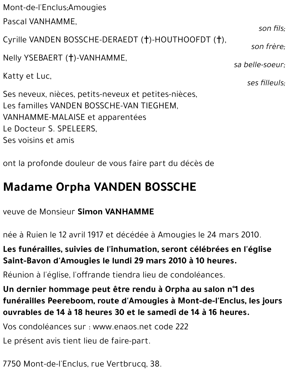 Orpha VANDEN BOSSCHE