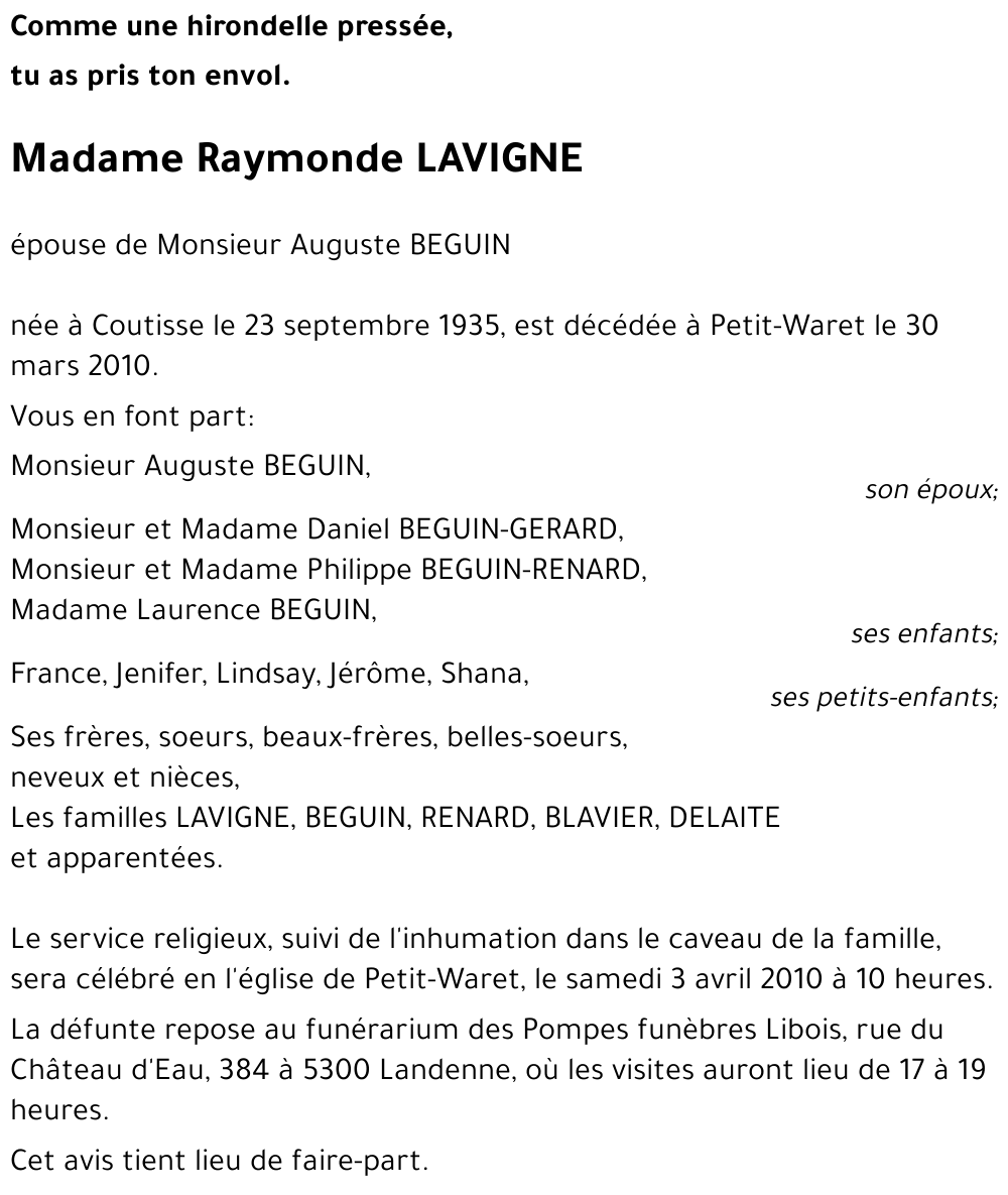 Ramonde LAVIGNE