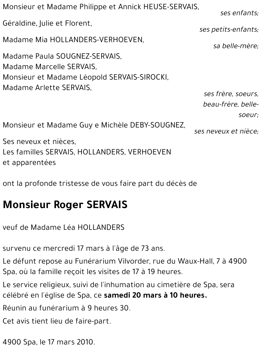 Roger SERVAIS