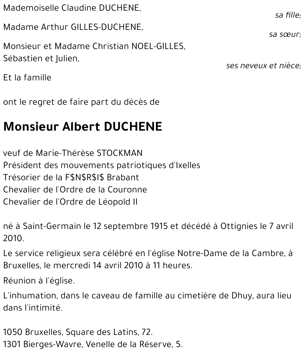 Albert DUCHENE