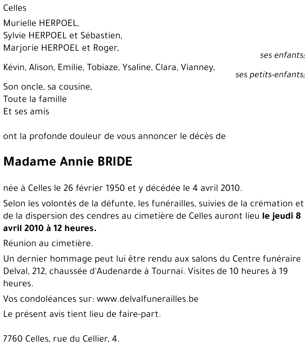 Annie BRIDE