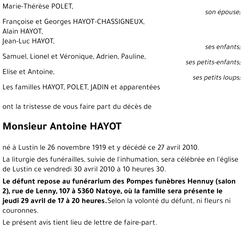 Antoine HAYOT