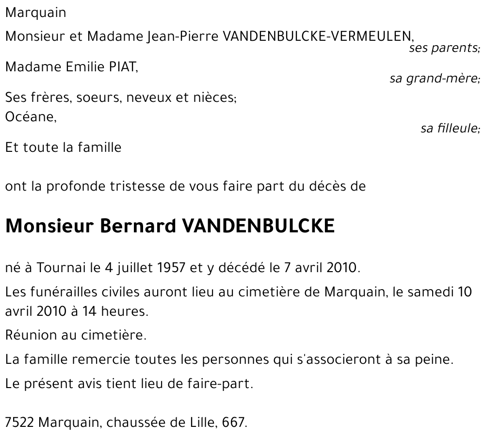 Bernard VANDENBULCKE