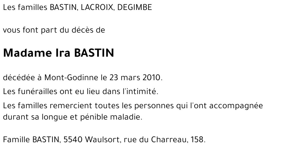 Ira BASTIN