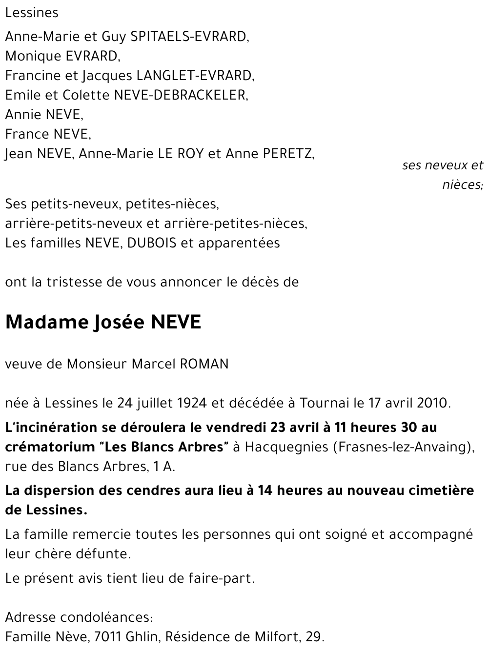 Josée NEVE