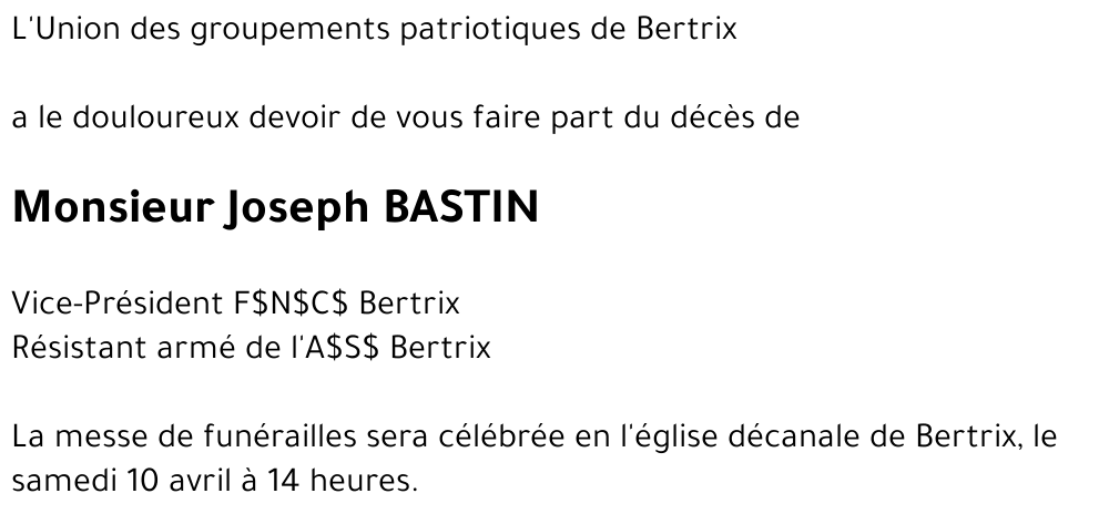 Joseph BASTIN