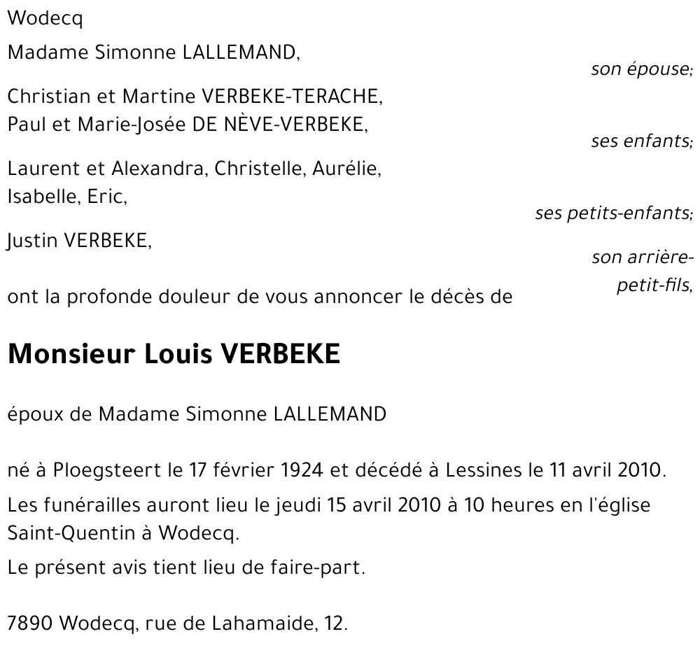 Louis VERBEKE