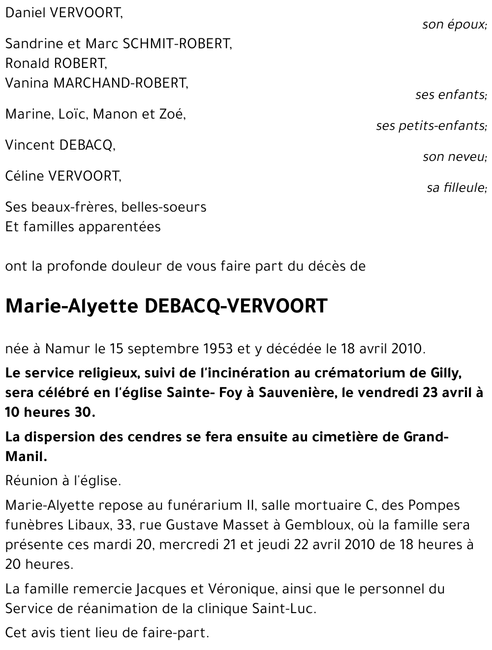 Marie-Alyette DEBACQ-VERVOORT